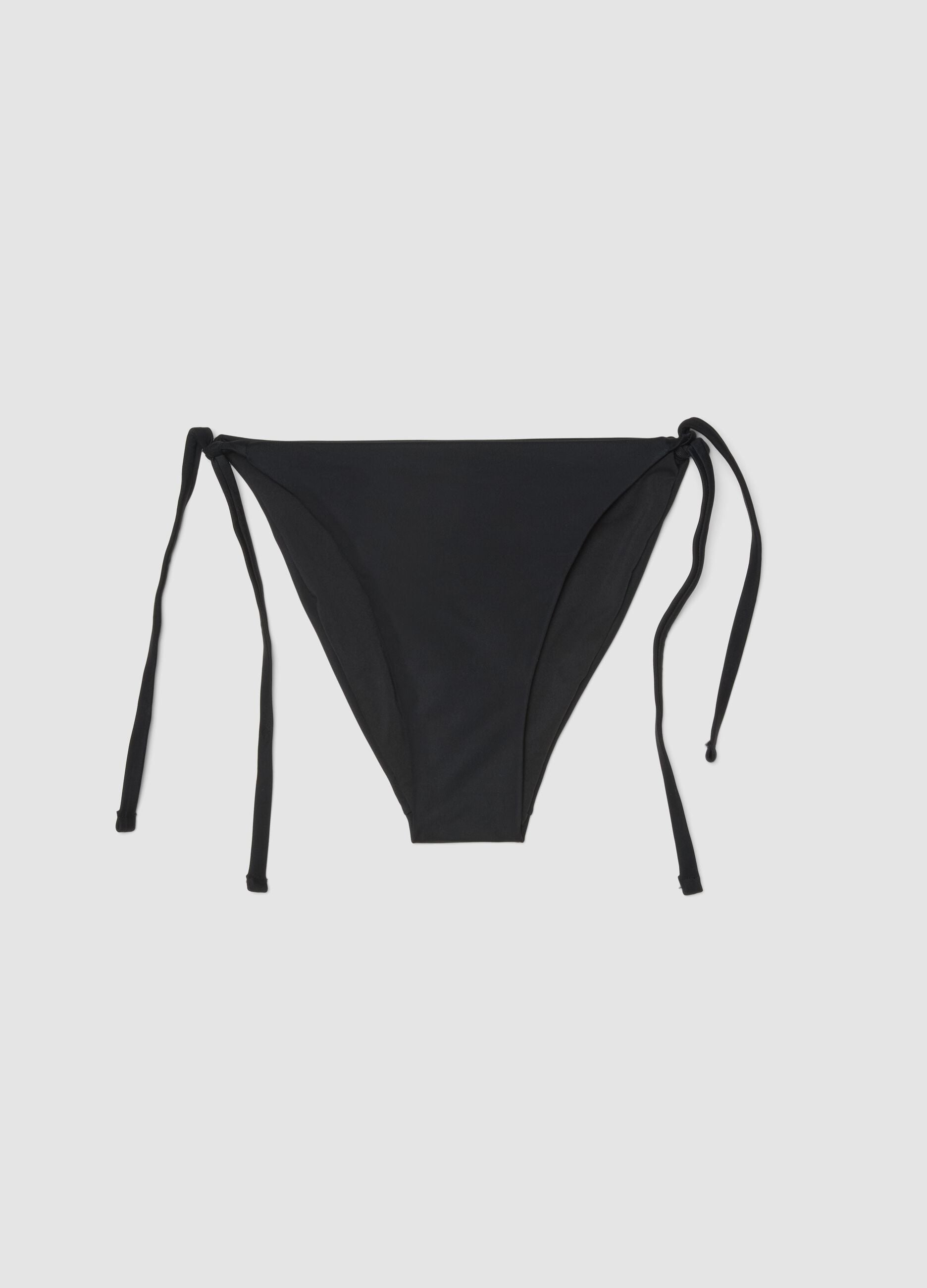 Black stretch-fabric bikini bottoms