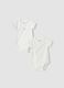2-pack white organic cotton crew-neck bodysuits with print_0