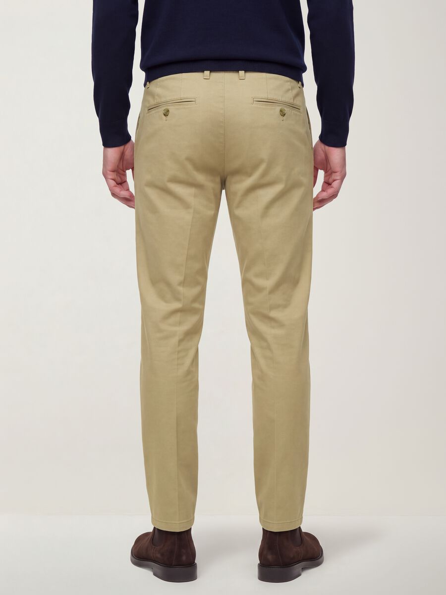 Beige slim-fit stretch cotton twill chino trousers_3