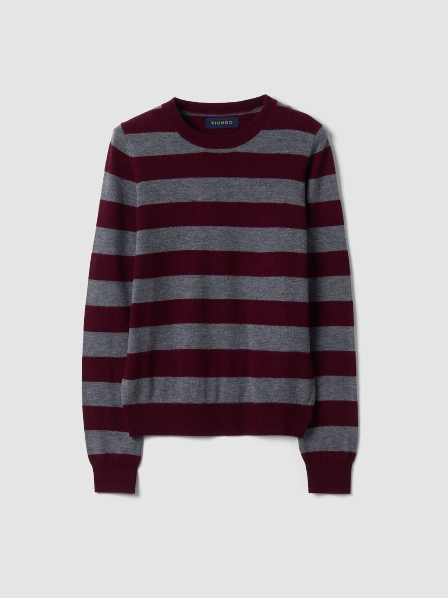 Red pure wool striped crew-neck jumper_0