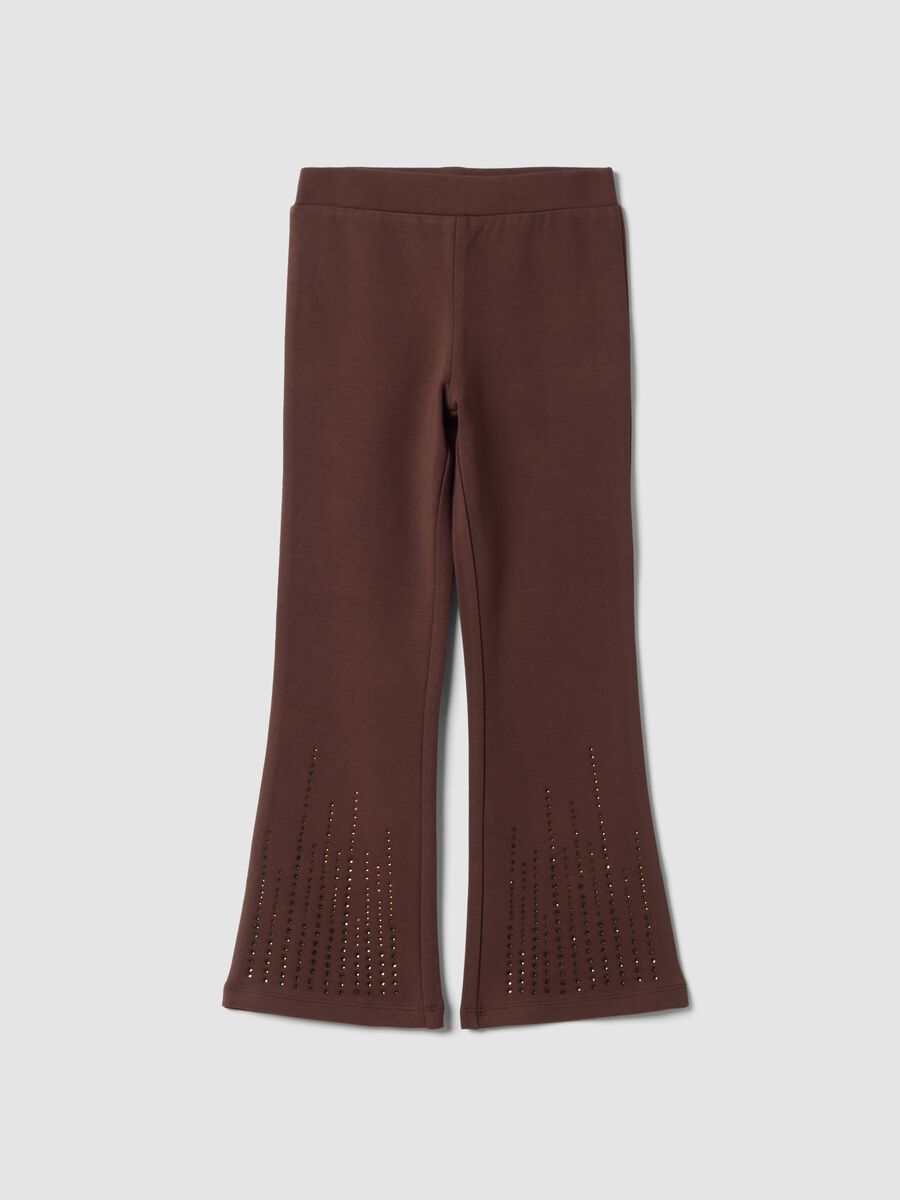 Brown flared stretch cotton leggings_0
