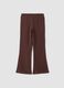 Brown flared stretch cotton leggings_0