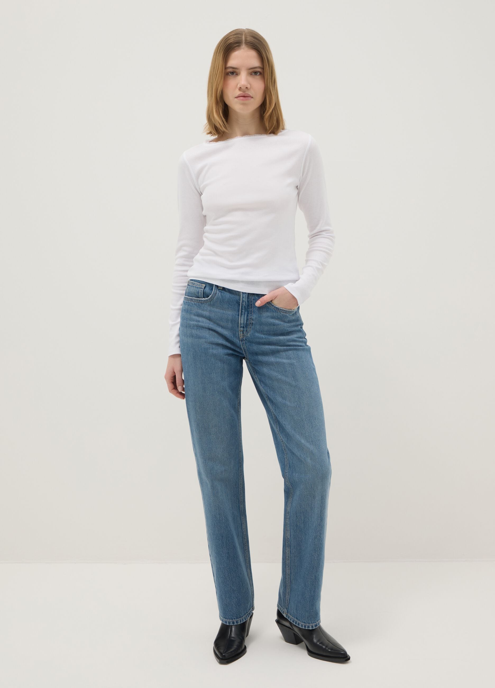 White pure cotton regular fit t-shirt