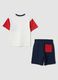 White and blue pure cotton set with T-shirt and shorts_1