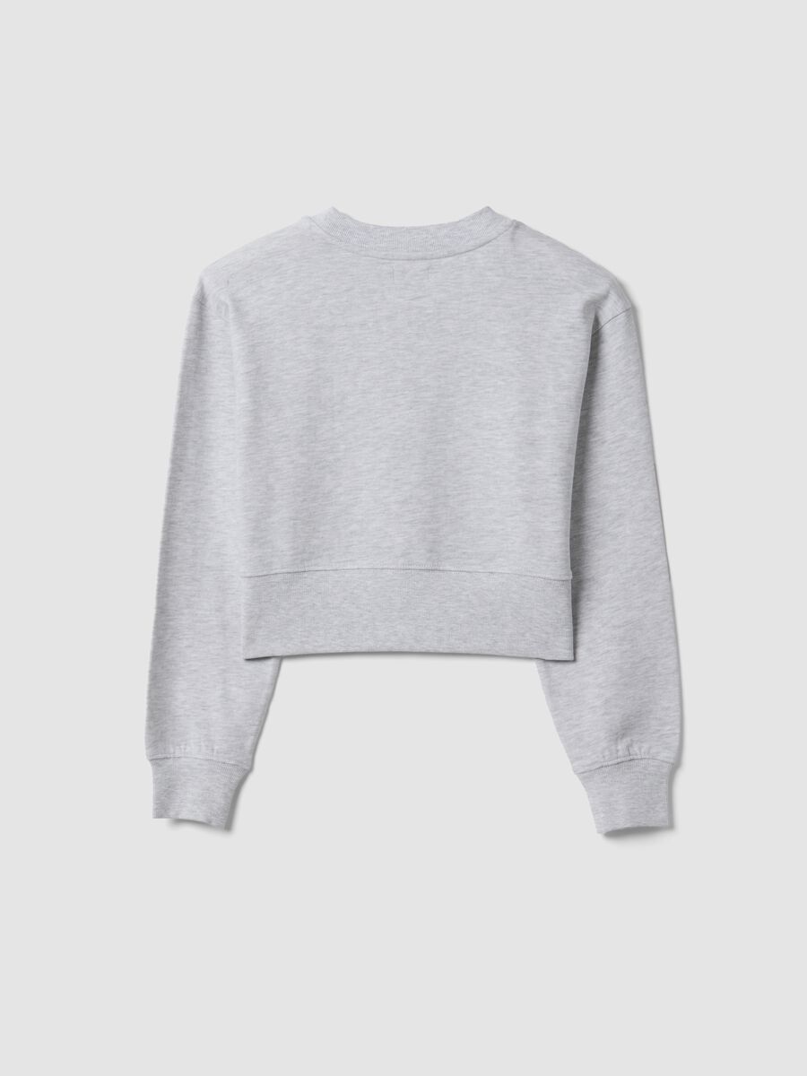 Grey organic cotton sweatshirt with front print for girls_4