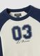 Blue stretch cotton T-shirt with contrast sleeves for girls_5