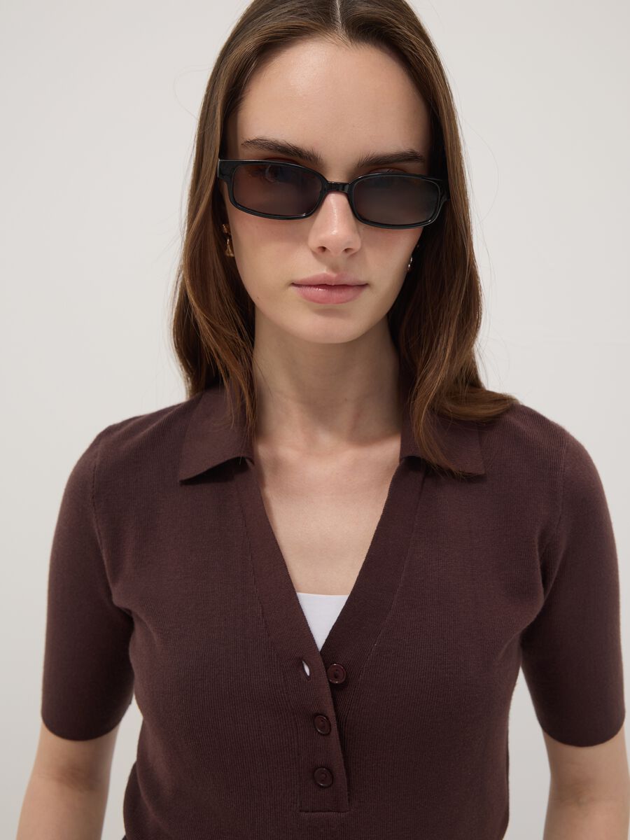 Brown viscose-blend polo jumper, regular fit_1