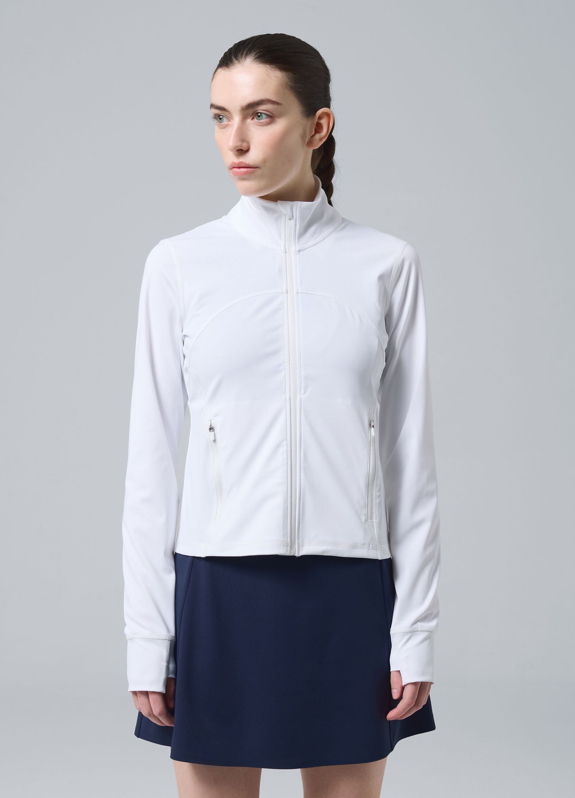 White ALTAVIA COURT full-zip sweatshirt in stretch technical fabric