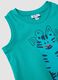 Blue and green pure cotton set with vest top and shorts_2