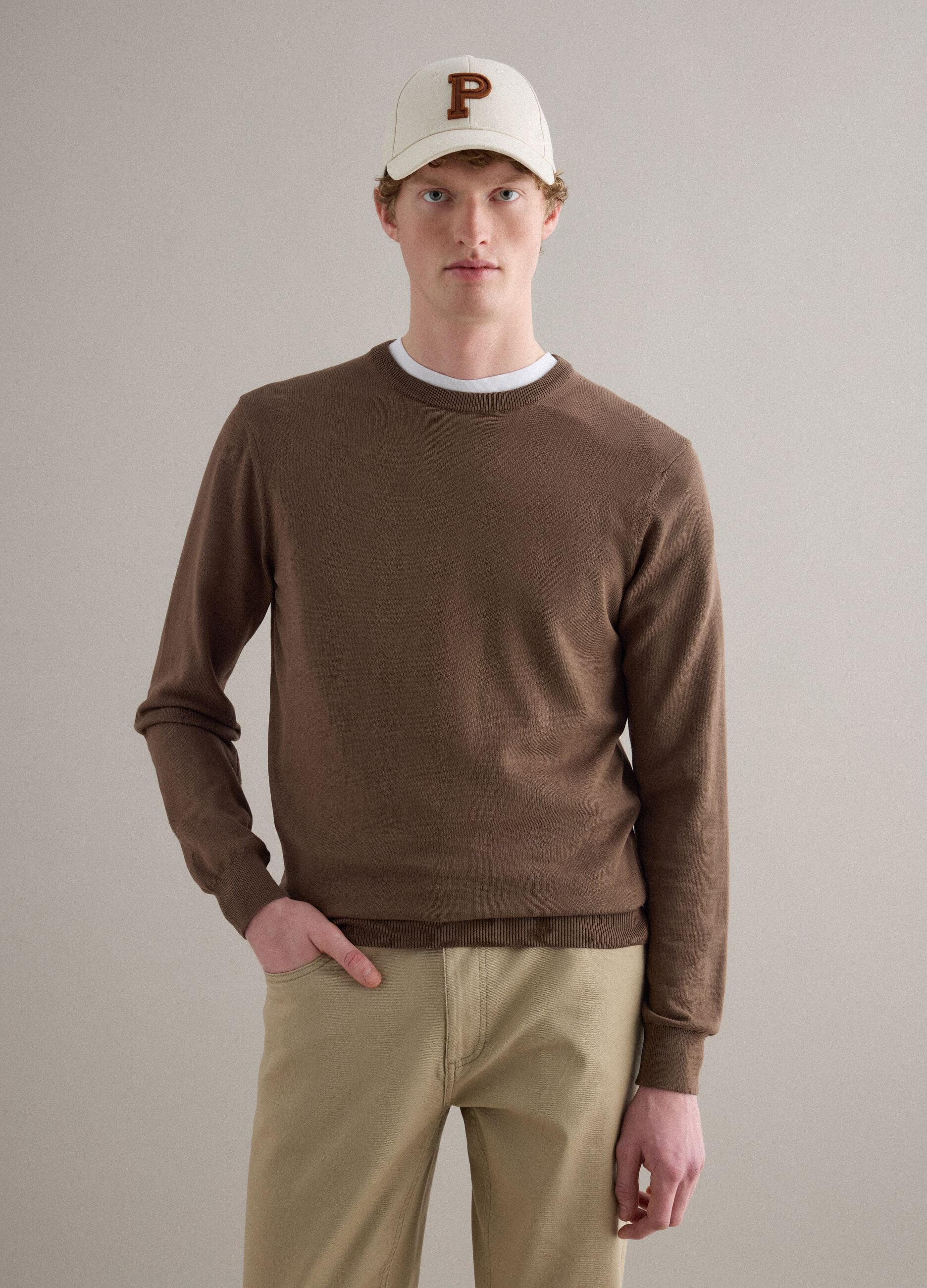 Brown Sweater in Pure Cotton