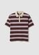 Brown striped pure cotton oversized polo shirt_4