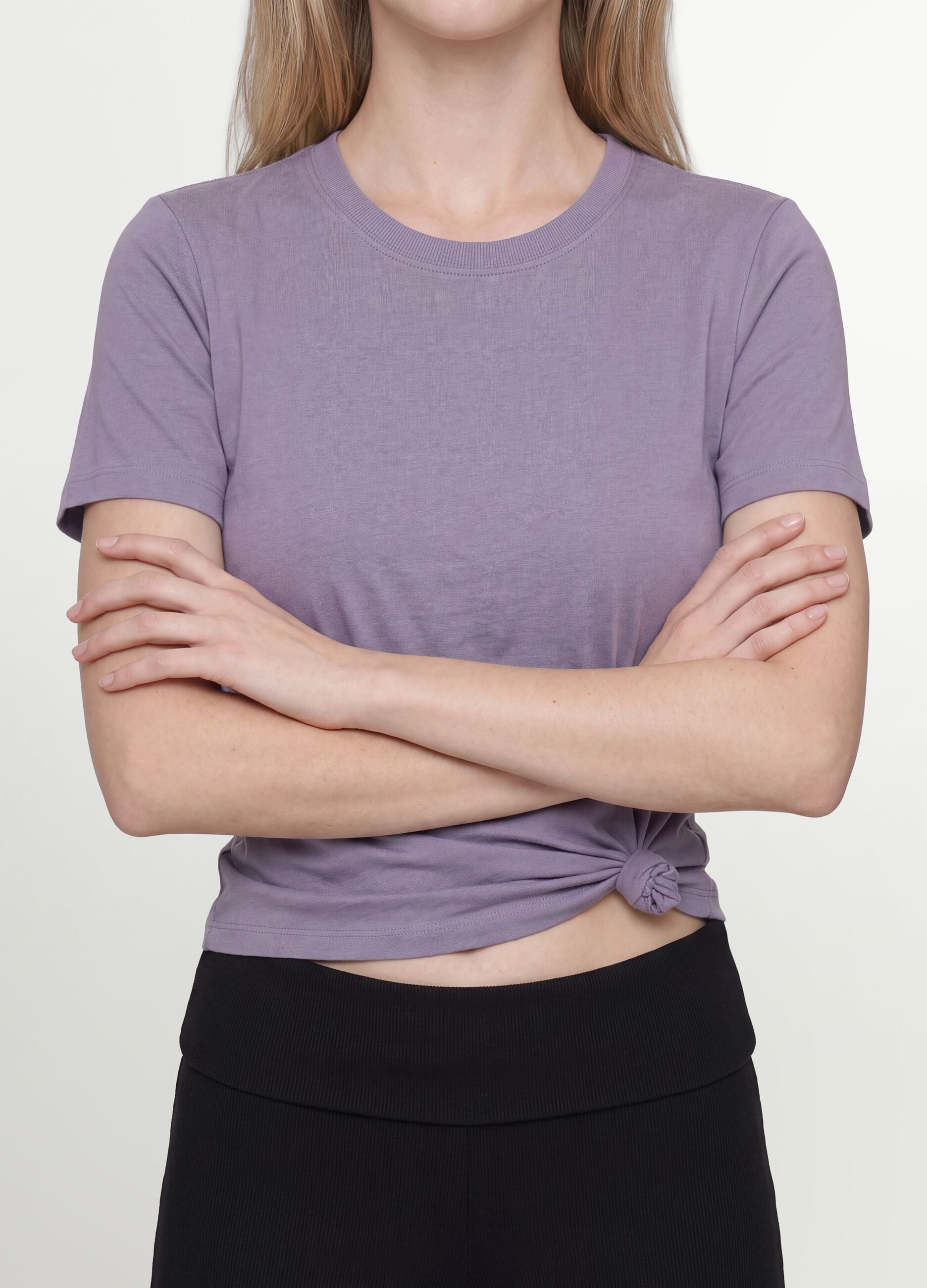 Purple organic cotton crew-neck T-shirt, regular fit