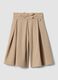 Beige wide-leg stretch viscose trousers with bow for baby girl_0