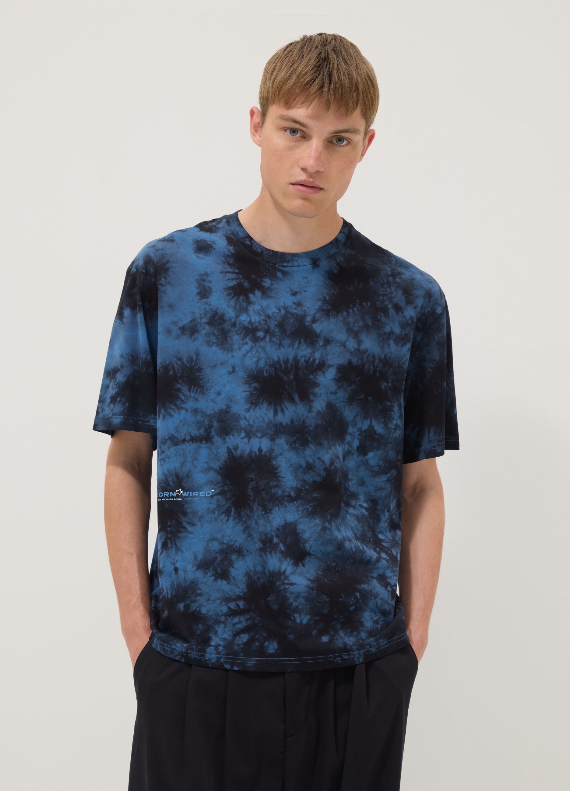 Blue short-sleeve pure cotton T-shirt