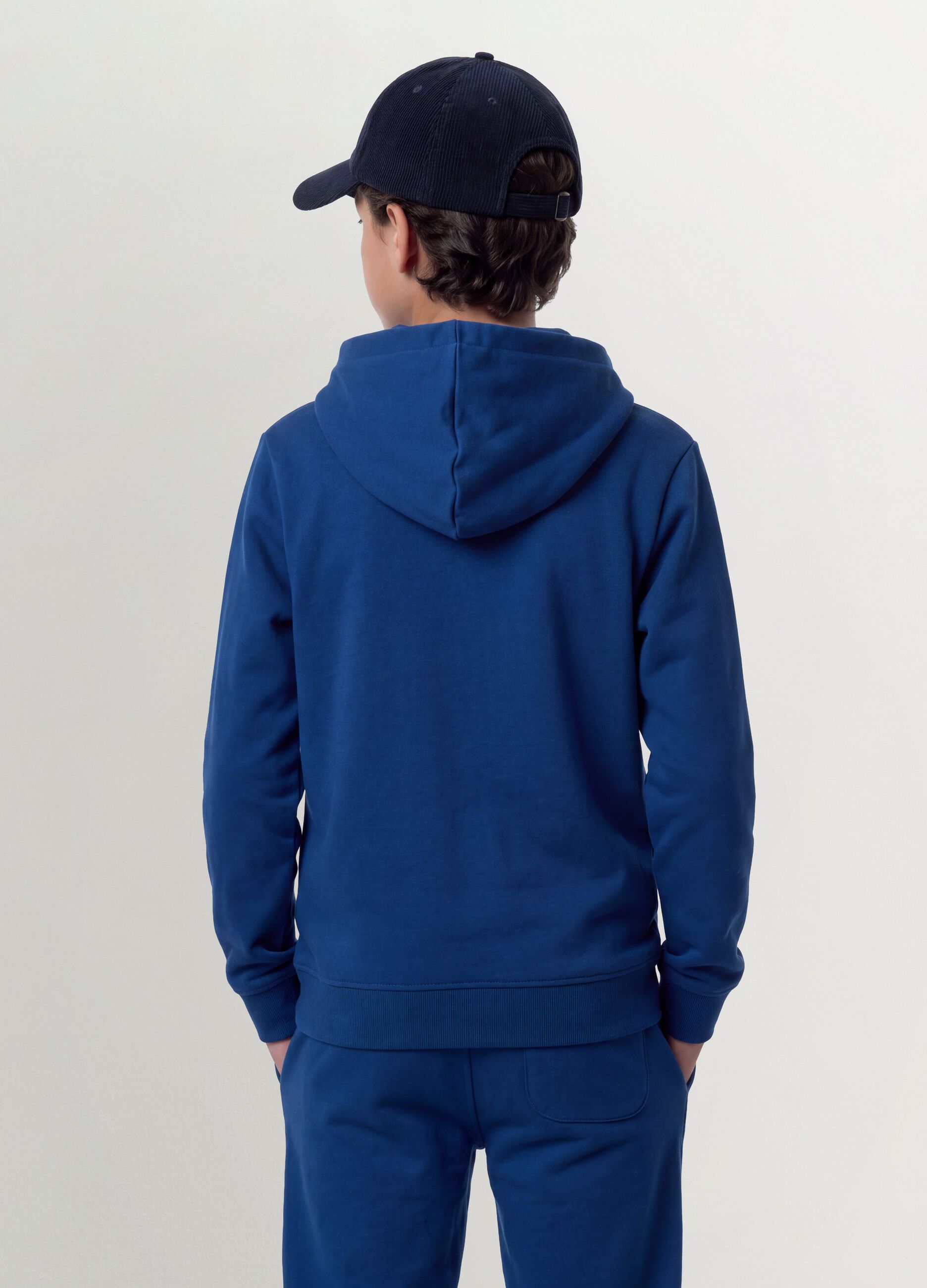 Blue boys&rsquo; organic cotton hoodie, regular fit