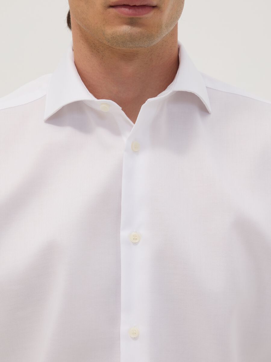 White pure cotton shirt with French collar, regular fit, non-iron_1