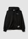 Black cotton-blend hoodie with print_0