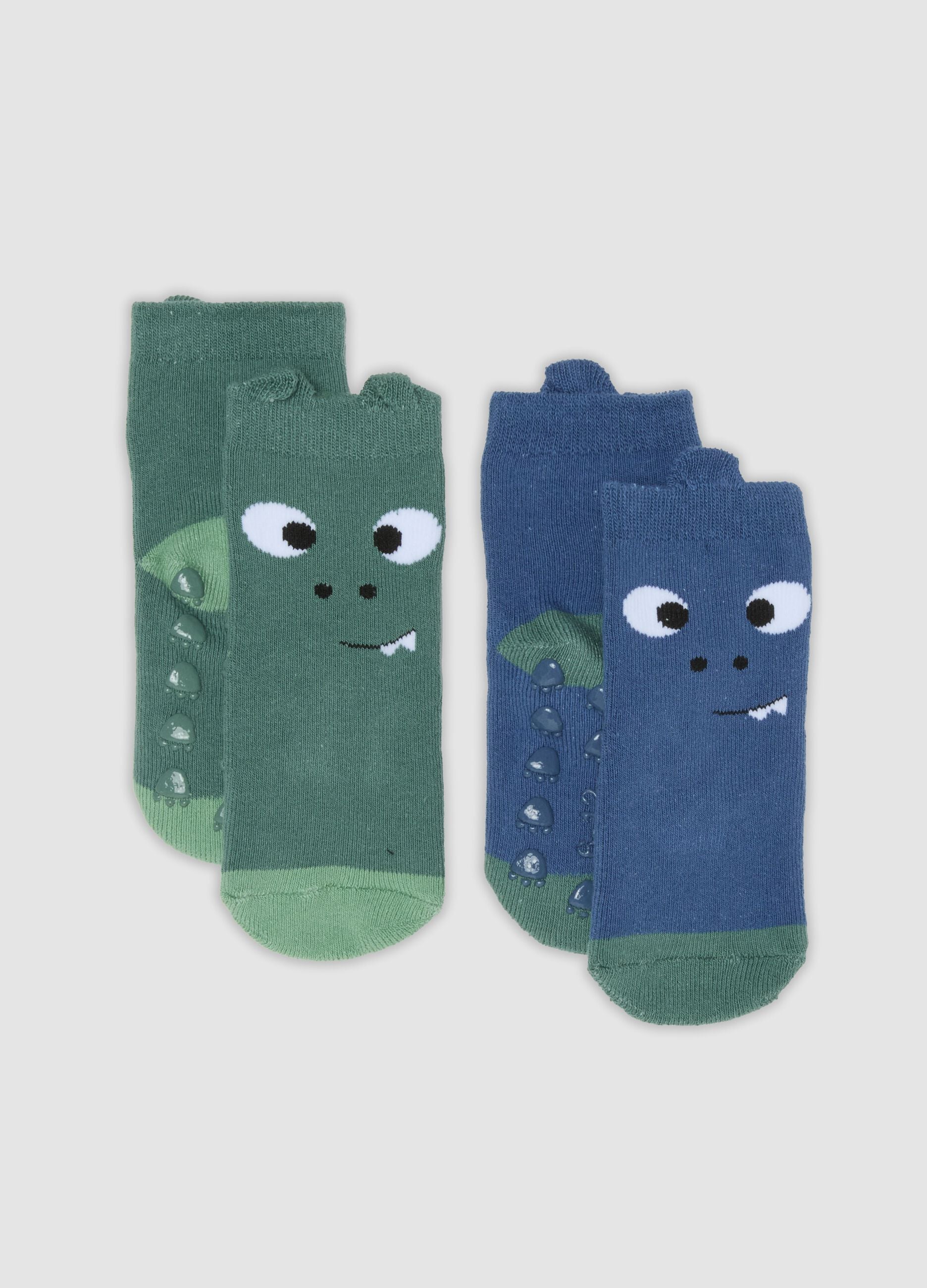 2-pack of multicolour non-slip socks in organic cotton blend