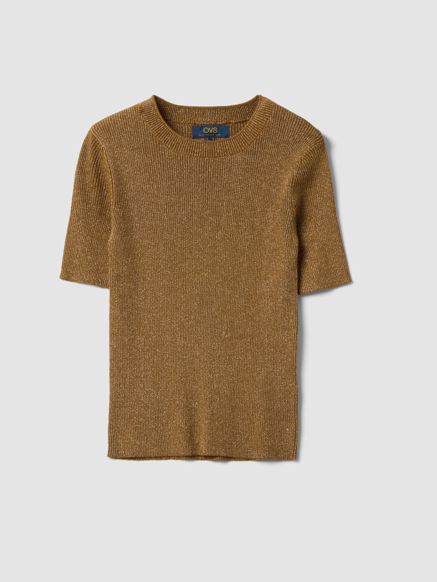 Brown fitted rib-knit viscose blend top_4