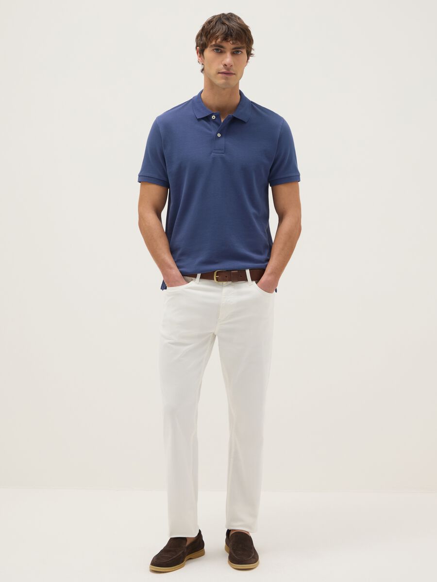 Blue pure cotton polo regular fit_2