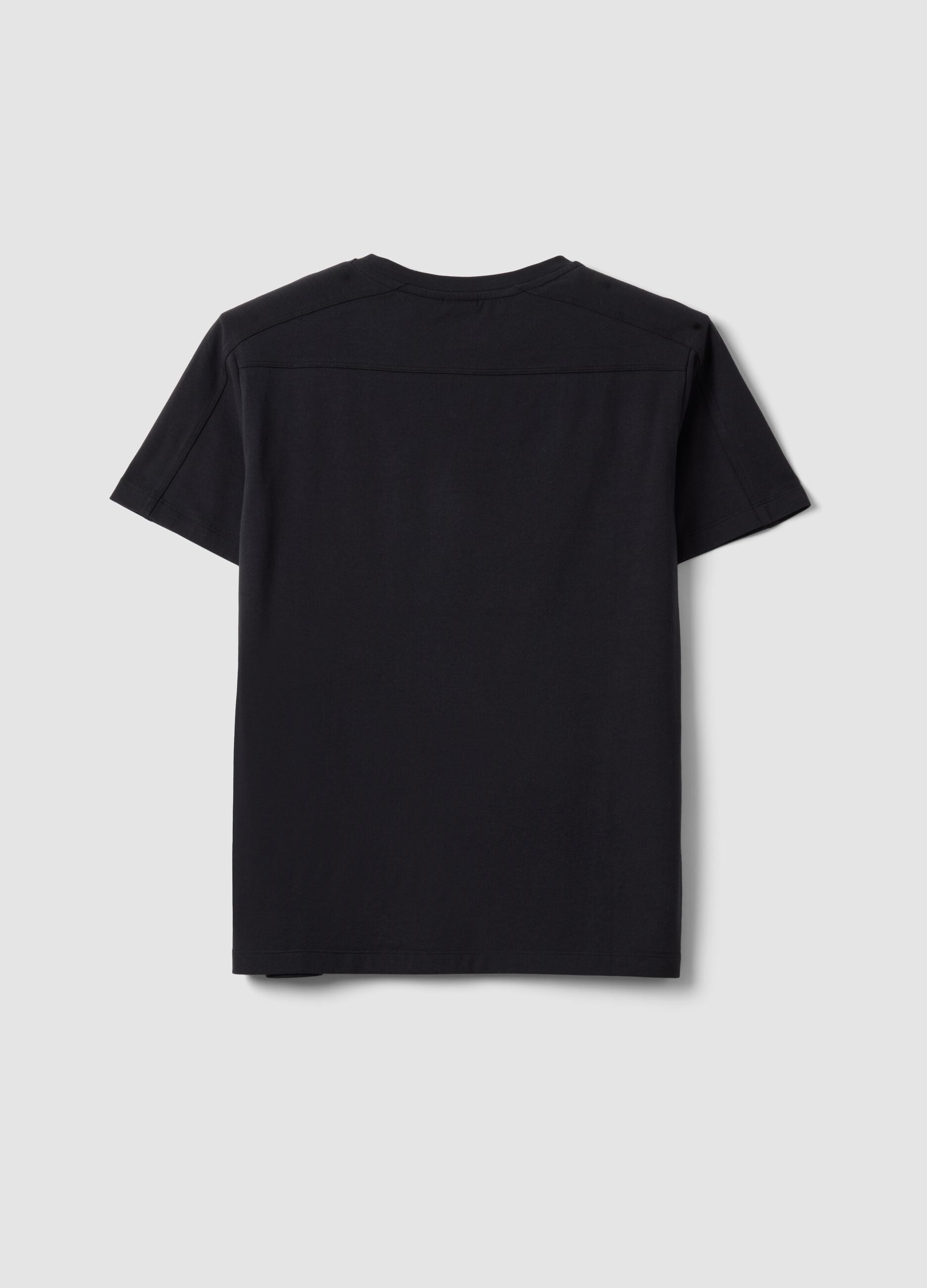Black regular-fit stretch cotton jersey T-shirt with print