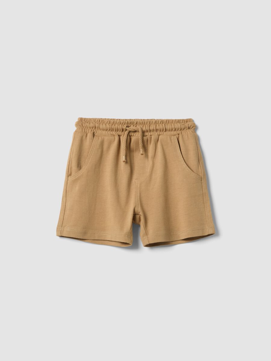 Pantaloncini in puro cotone beige da bimbo regular fit_0