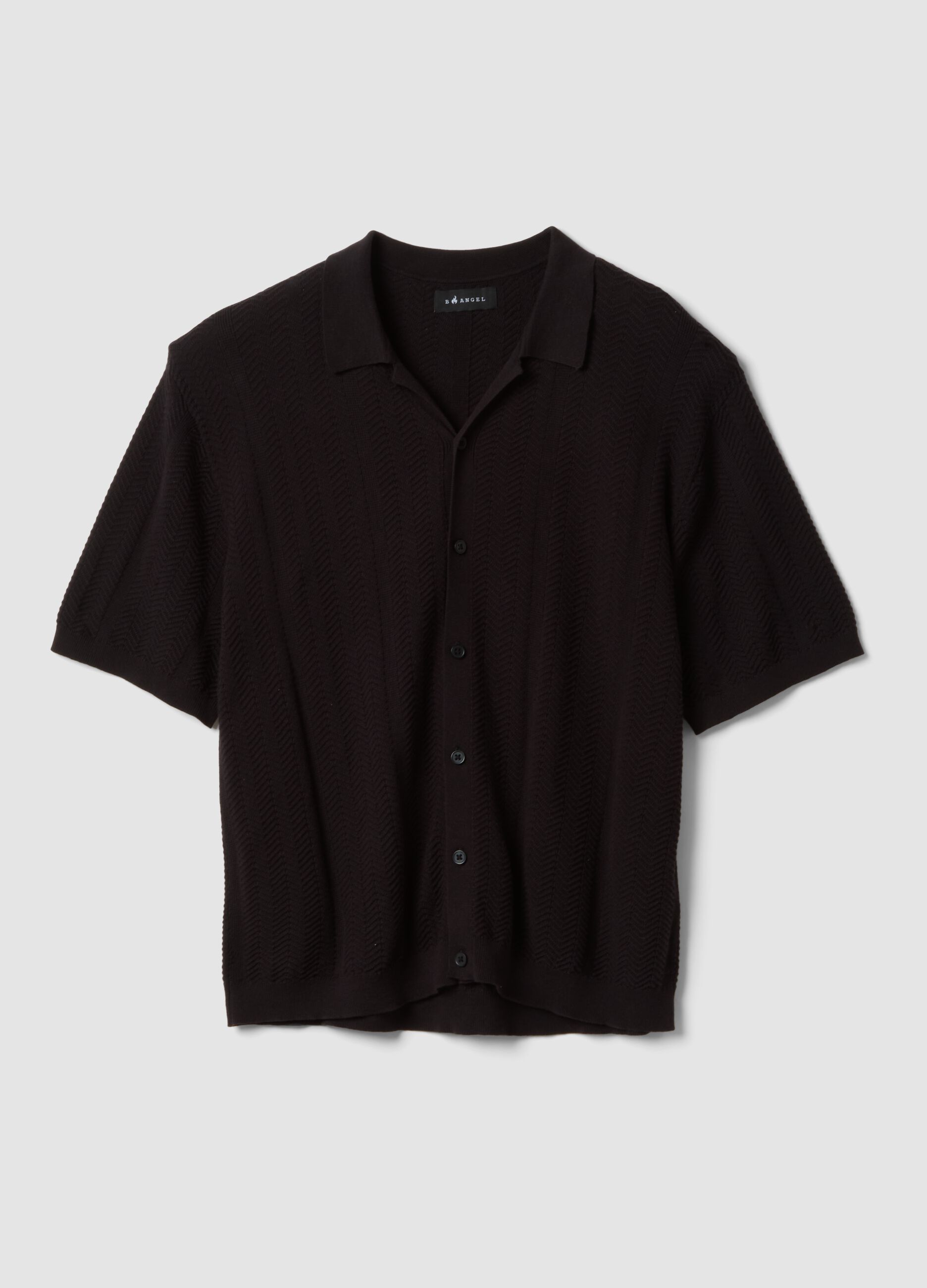 Black pure cotton short-sleeve oversized shirt