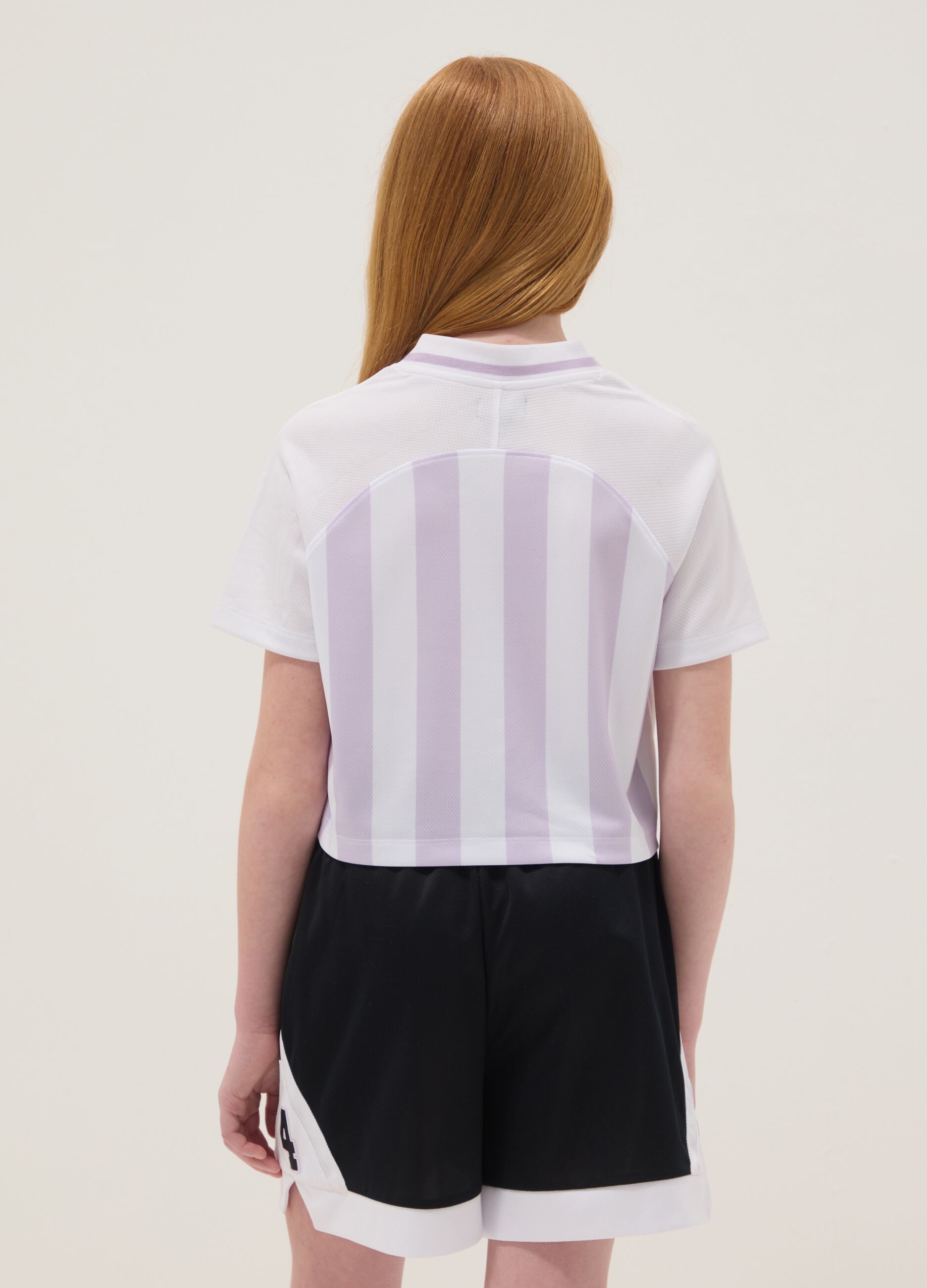 Purple striped short-sleeve T-shirt