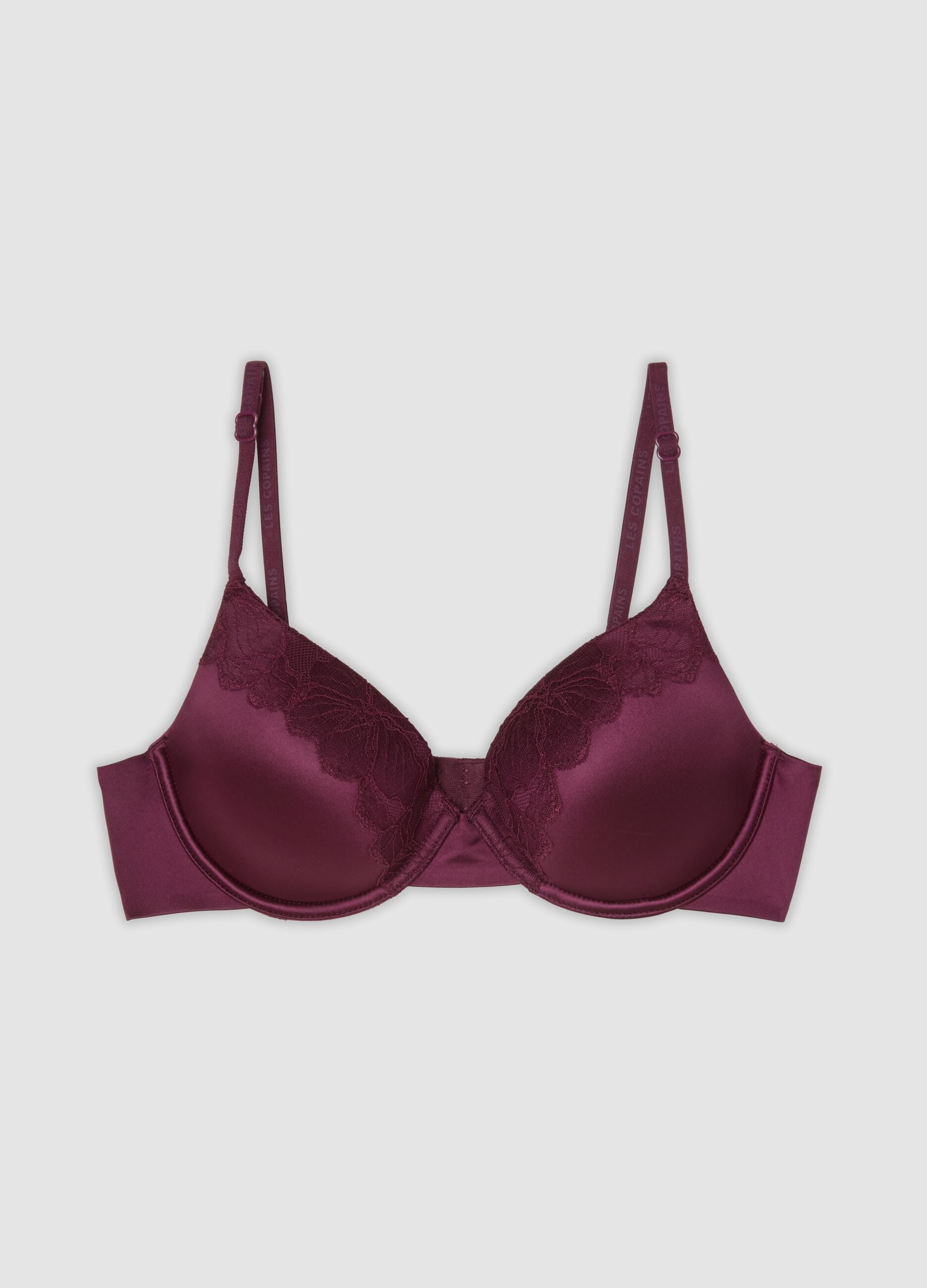 Purple stretch microfibre bra with lace