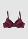 Purple stretch microfibre bra with lace_0
