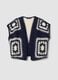 Blue and white regular-fit crochet cotton-blend gilet_4