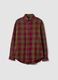 Green checked pure cotton flannel shirt, regular fit_4
