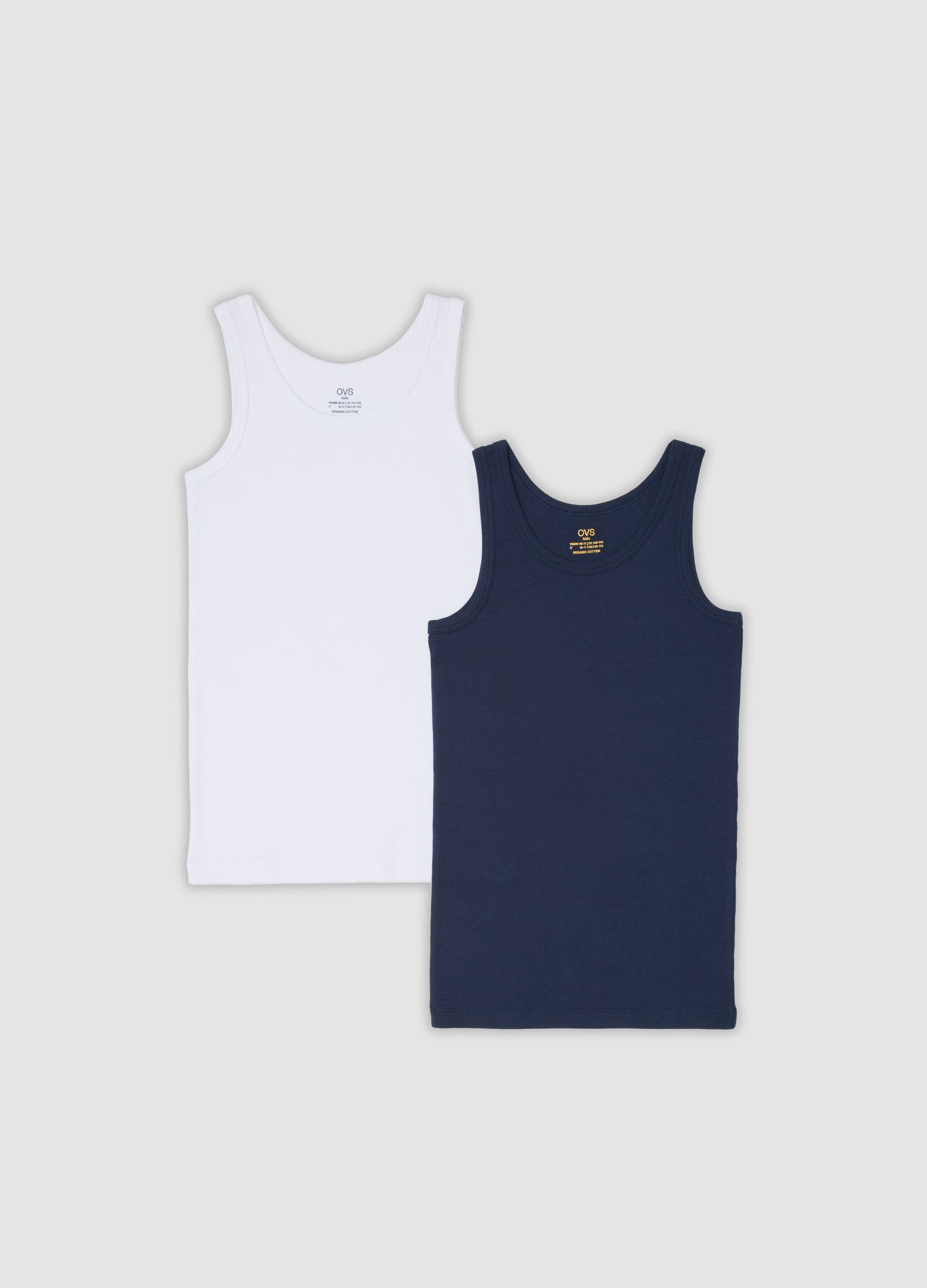 2-pack multicolour boys&rsquo; vests in pure organic cotton, regular fit