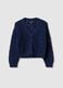 Girls' blue pure cotton cardigan with regular fit knit texture_0