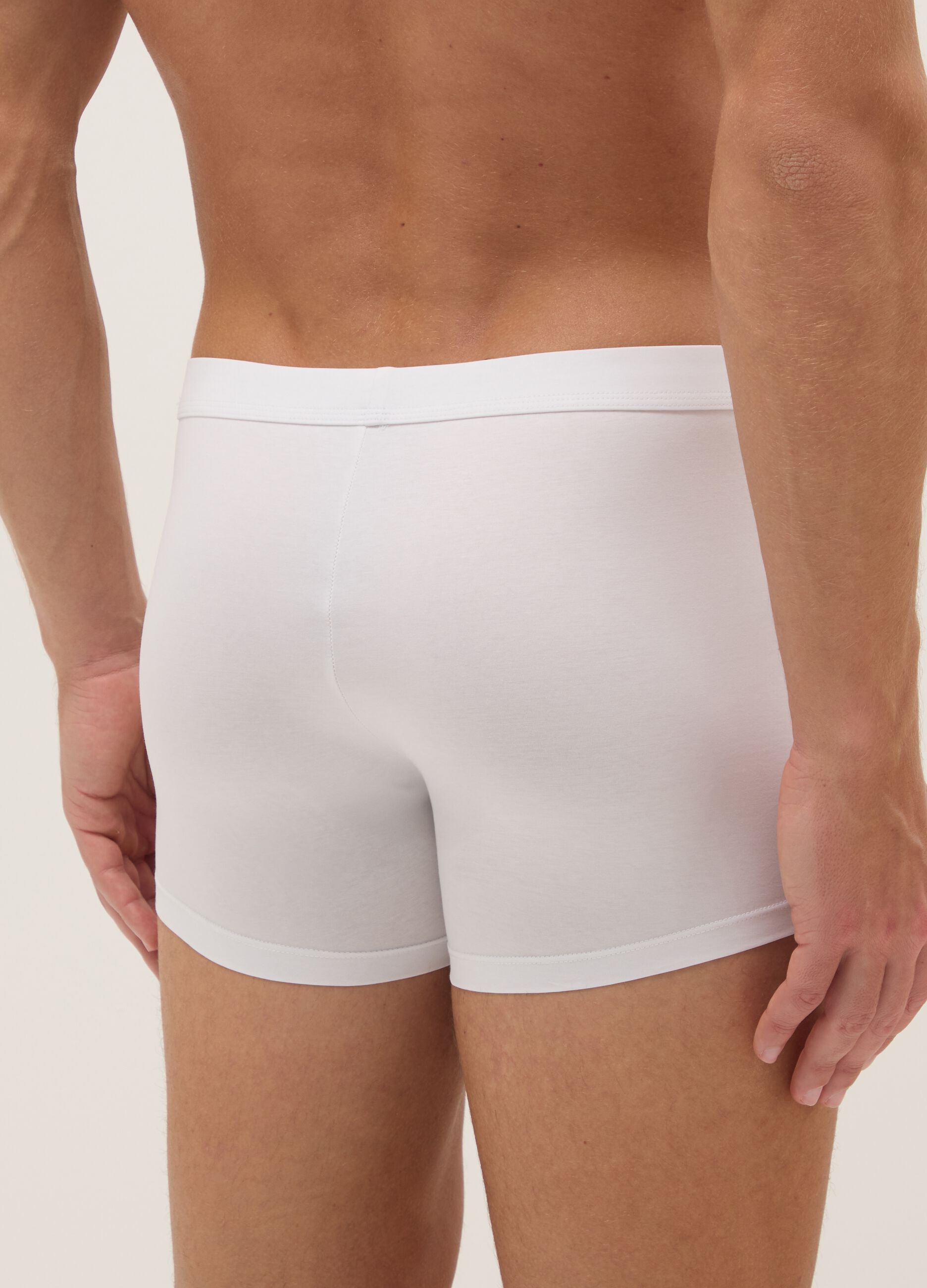 Two-pack of white stretch cotton boxer shorts with regular fit