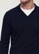 Blue viscose-blend polo with V-neck and collar, regular fit_4