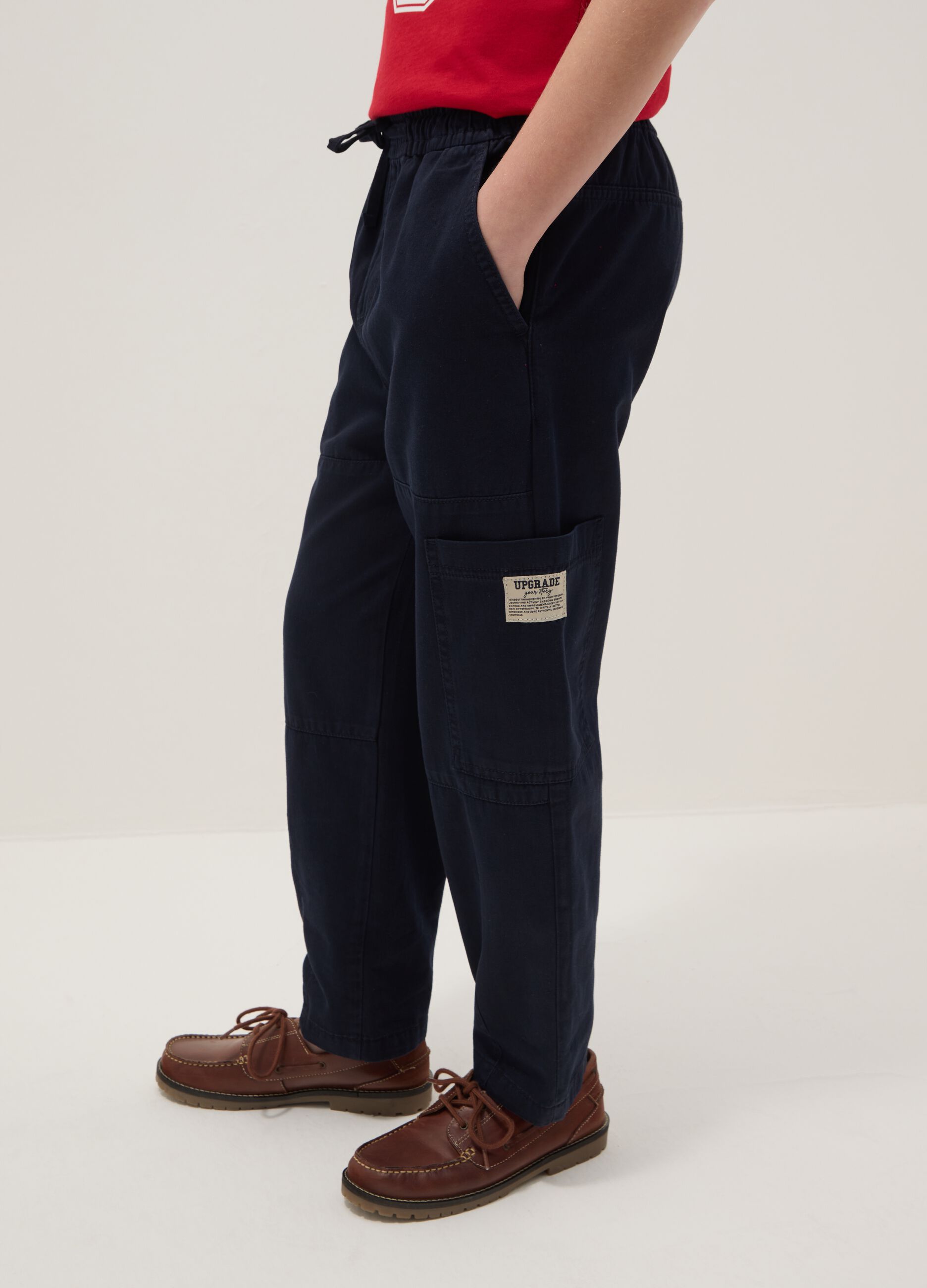 Boys' Regular Fit Blue Pure Cotton Jogger Trousers
