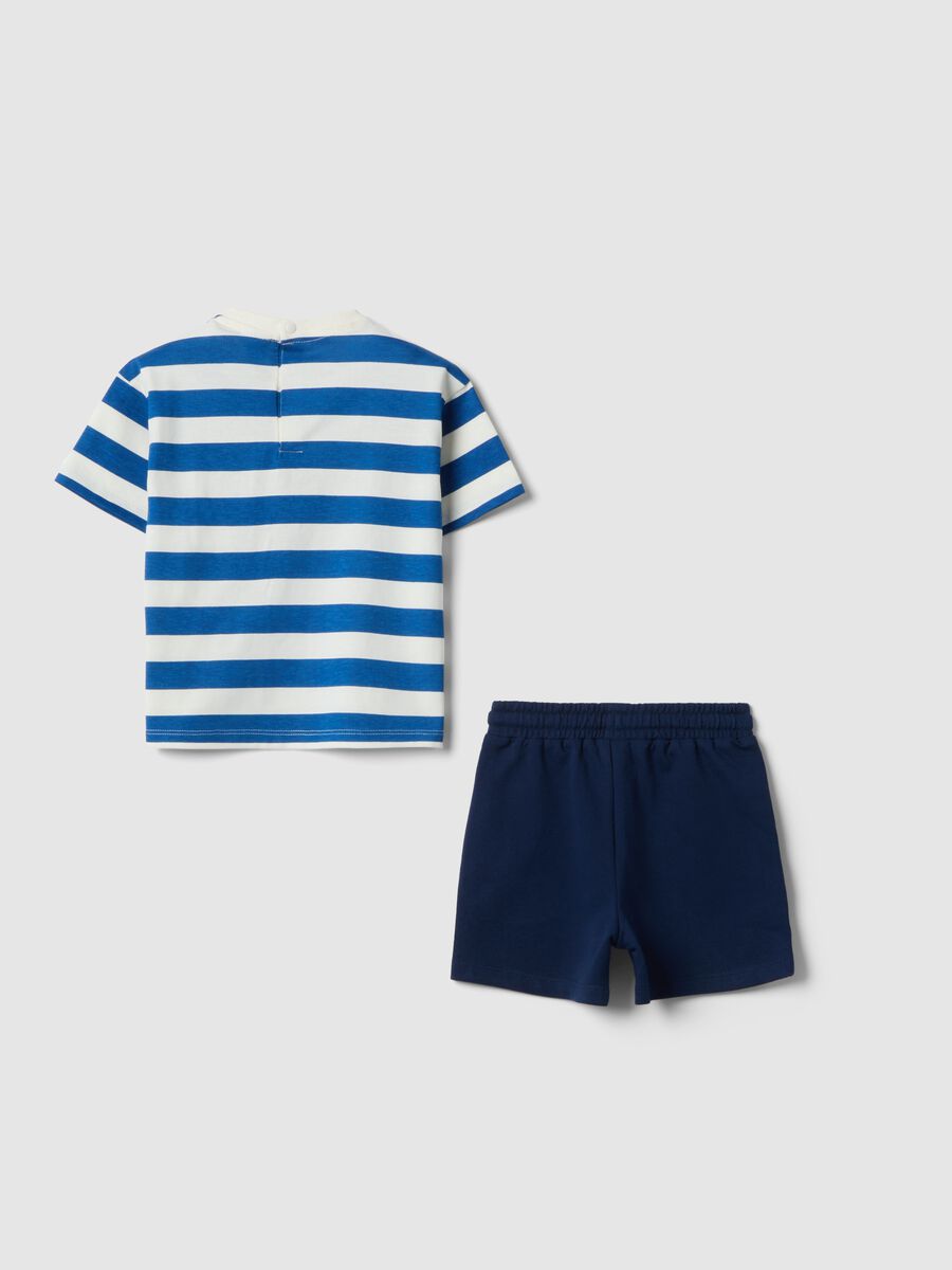 Multicolour pure cotton T-shirt and shorts set for boys featuring Mickey Mouse_1