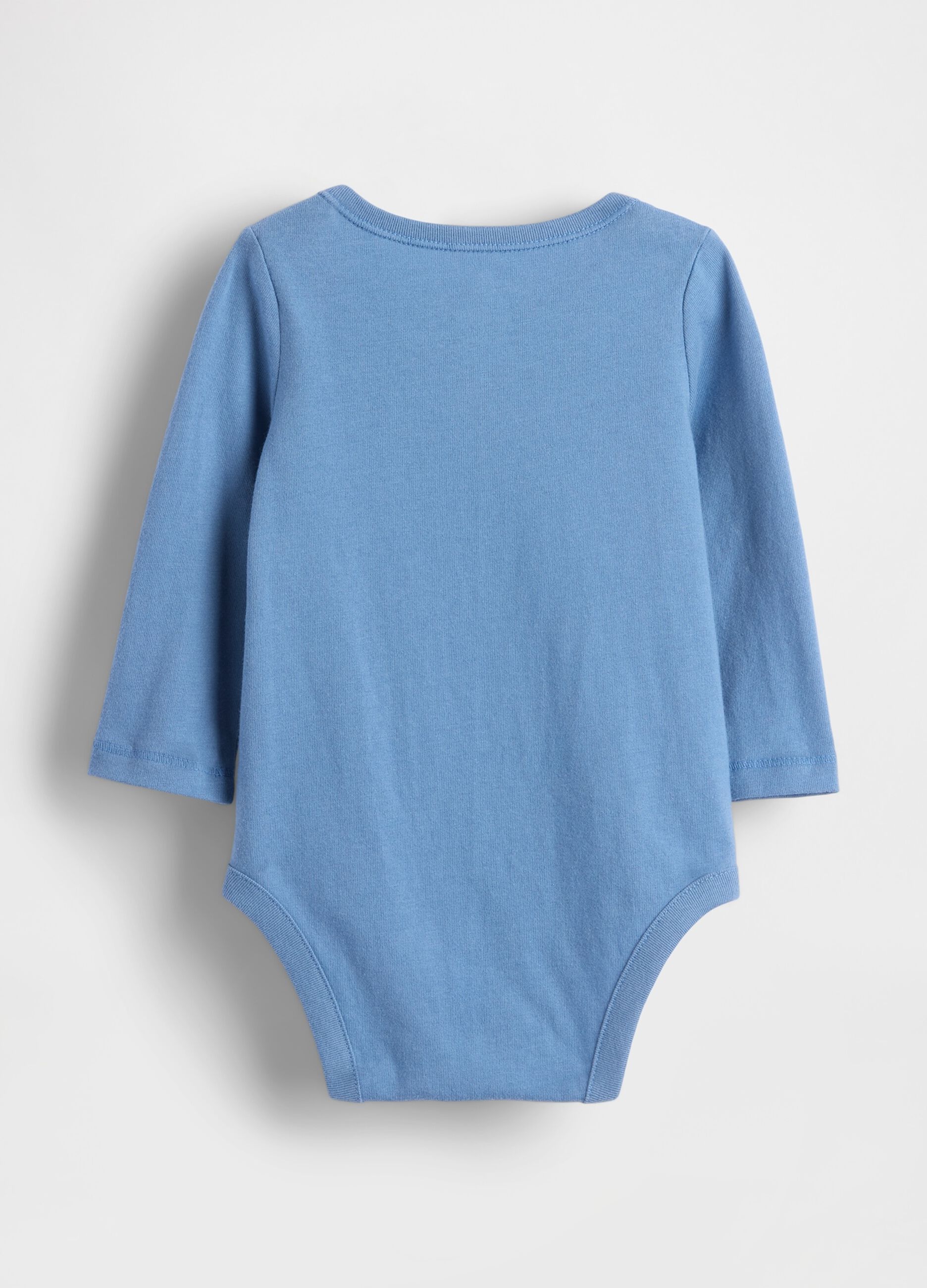 Long-sleeve blue cotton bodysuit