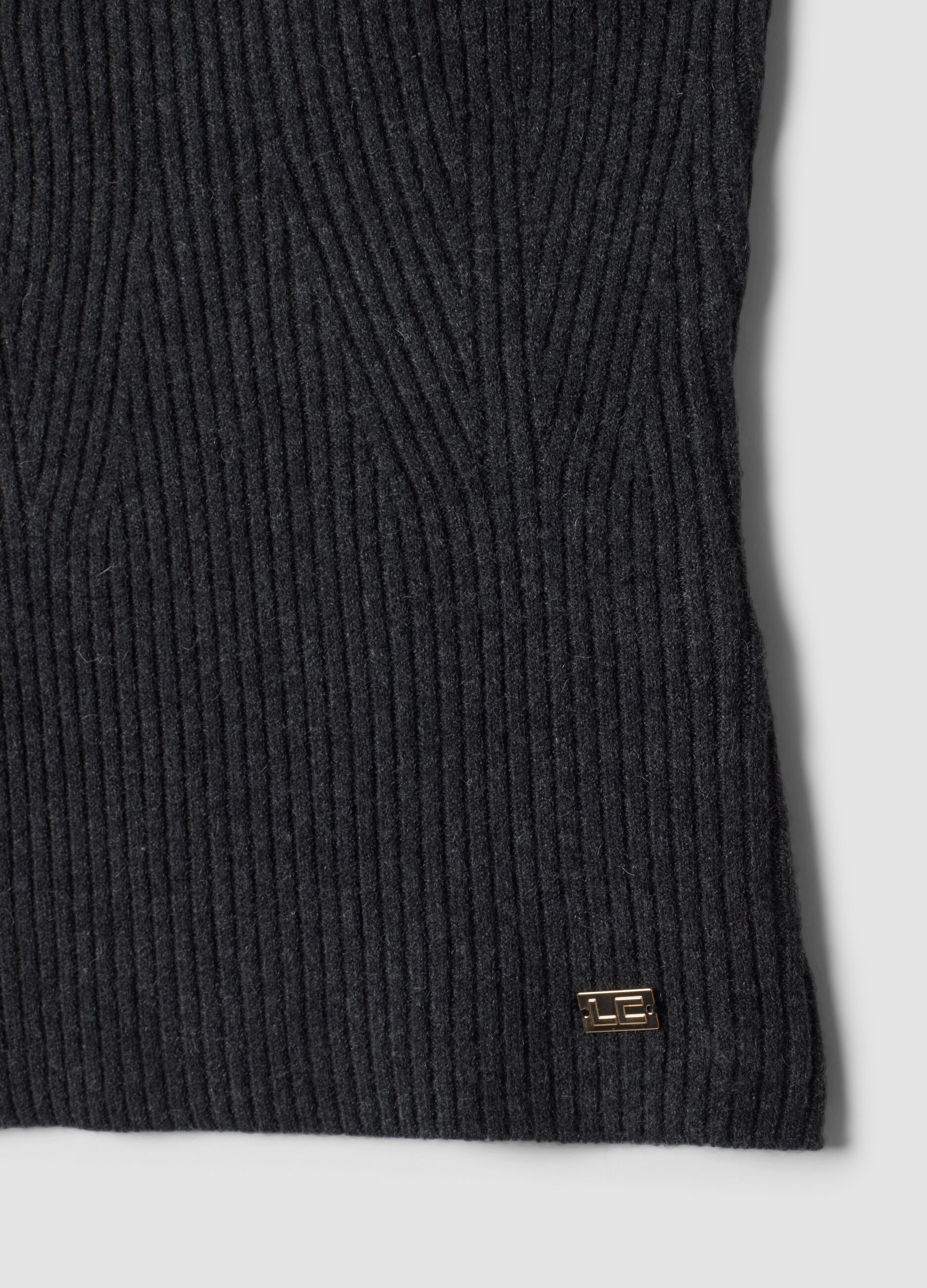 Grey rib-knit bandeau top in wool blend