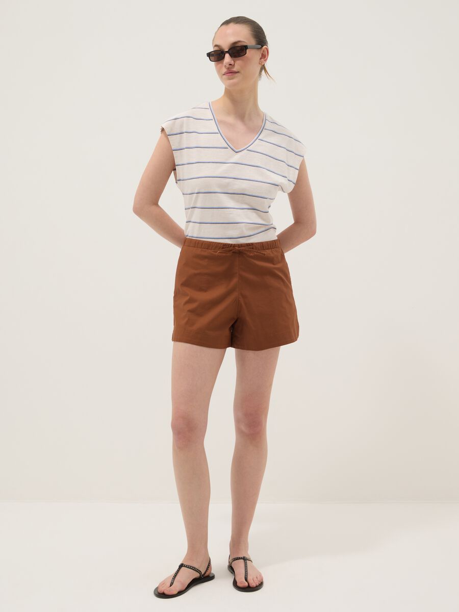 Beige pure cotton striped T-shirt_2