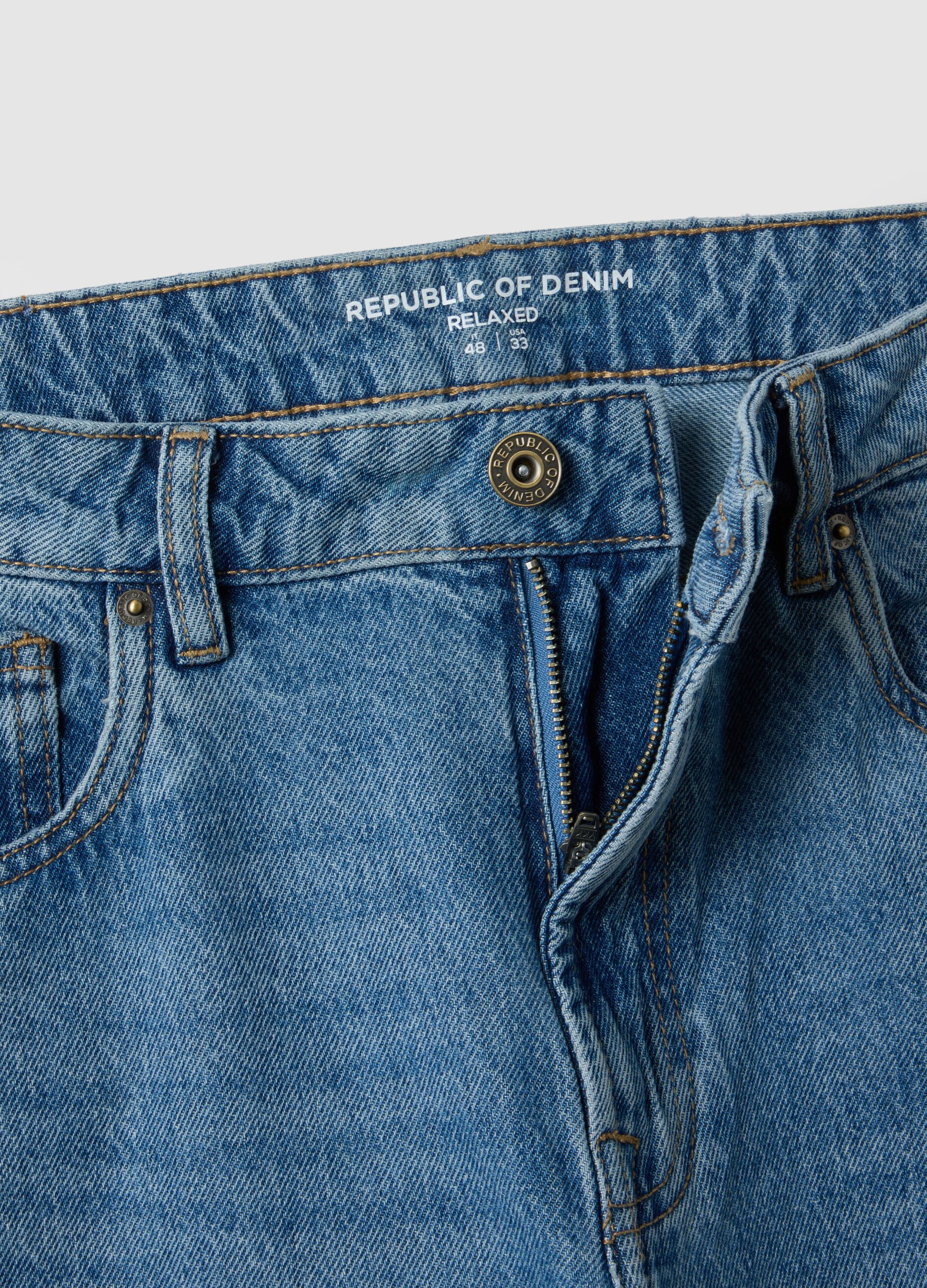 Pure Cotton Blue Denim Regular Fit Jeans