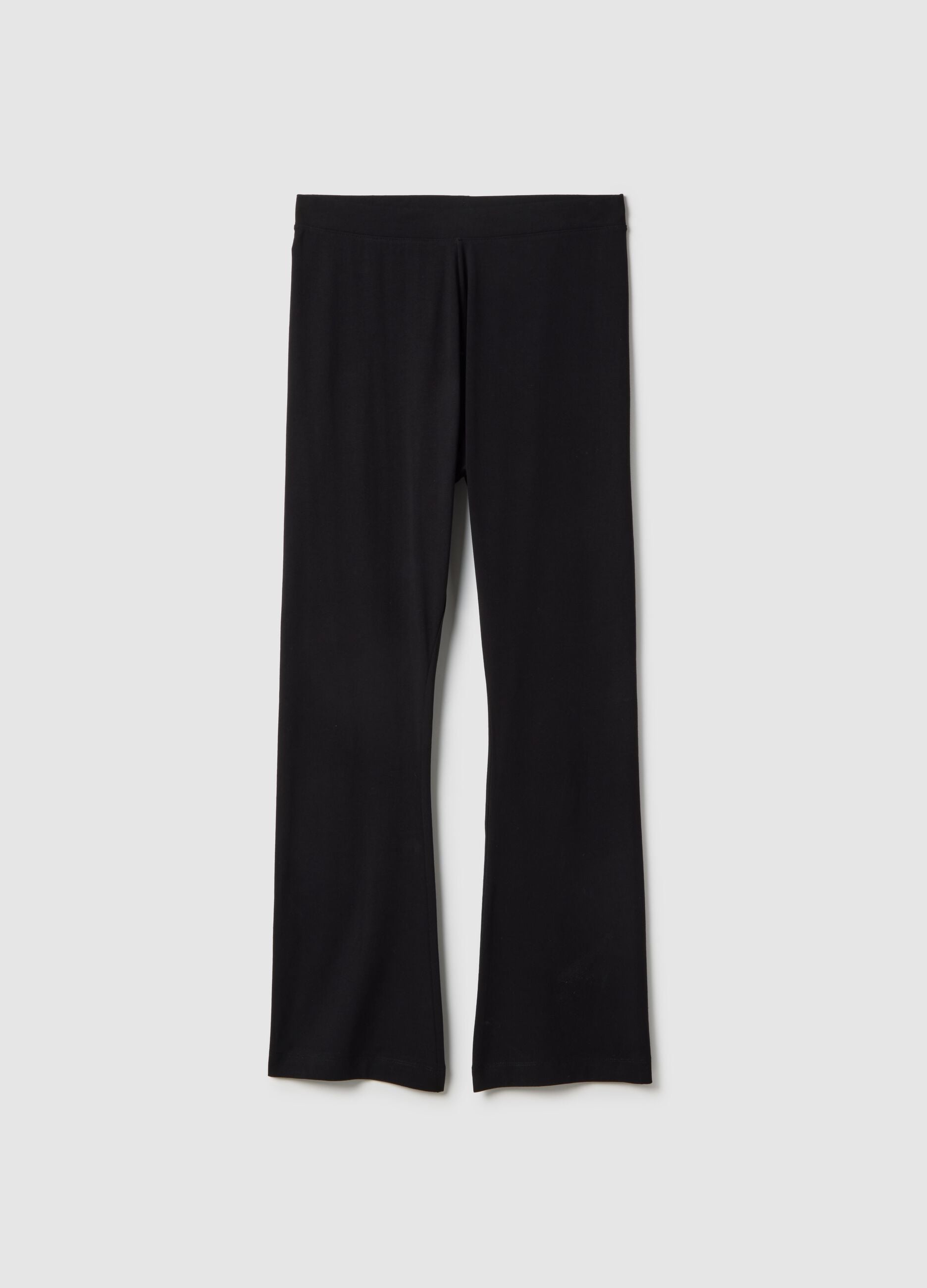 Black stretch cotton flare leggings