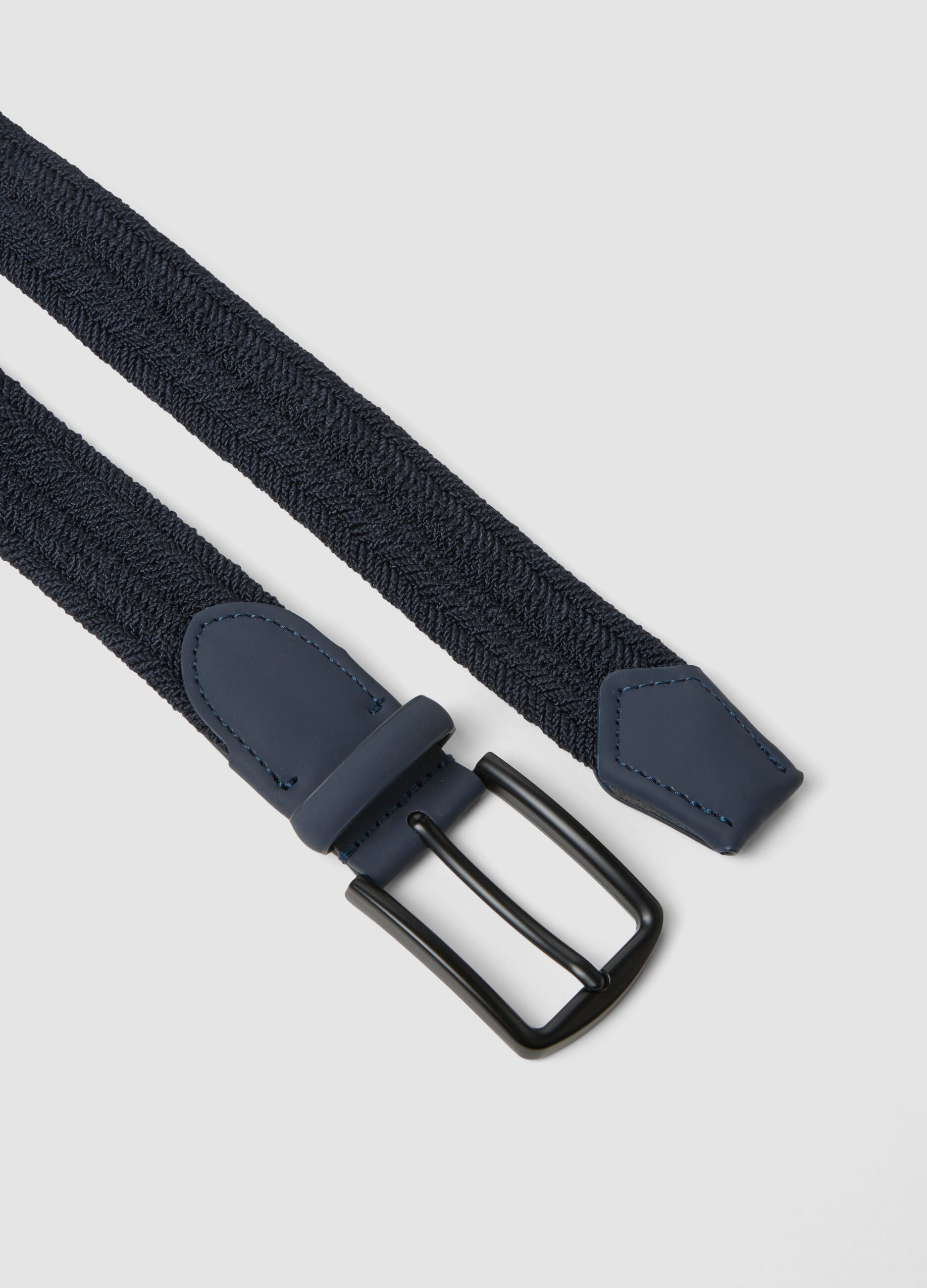 Blue braided belt with matte buckle