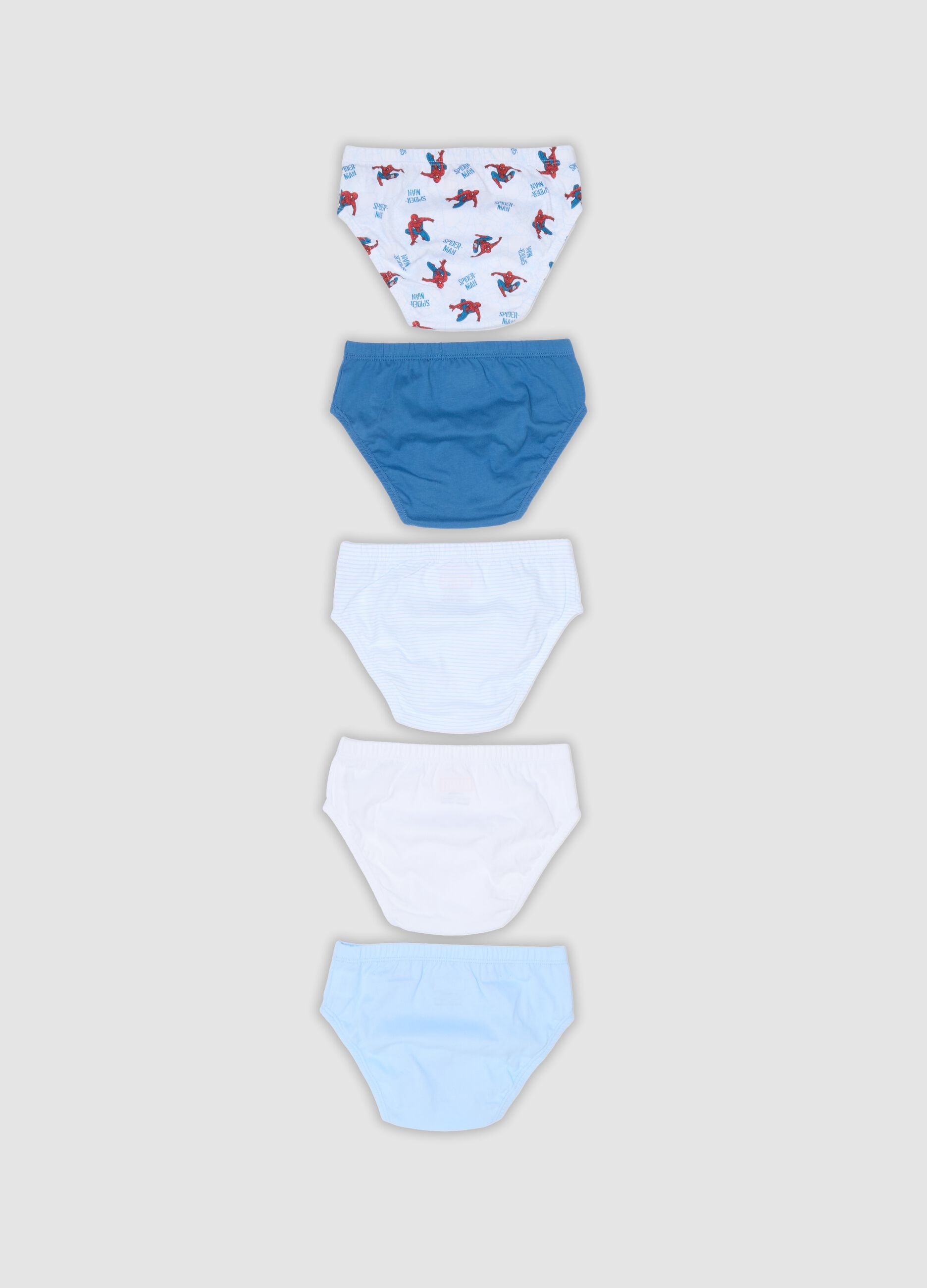 Five-pack of multicolour briefs in pure organic cotton with MARVEL Spider-Man print
