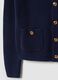 Blue pure cotton crew-neck knit cardigan_5
