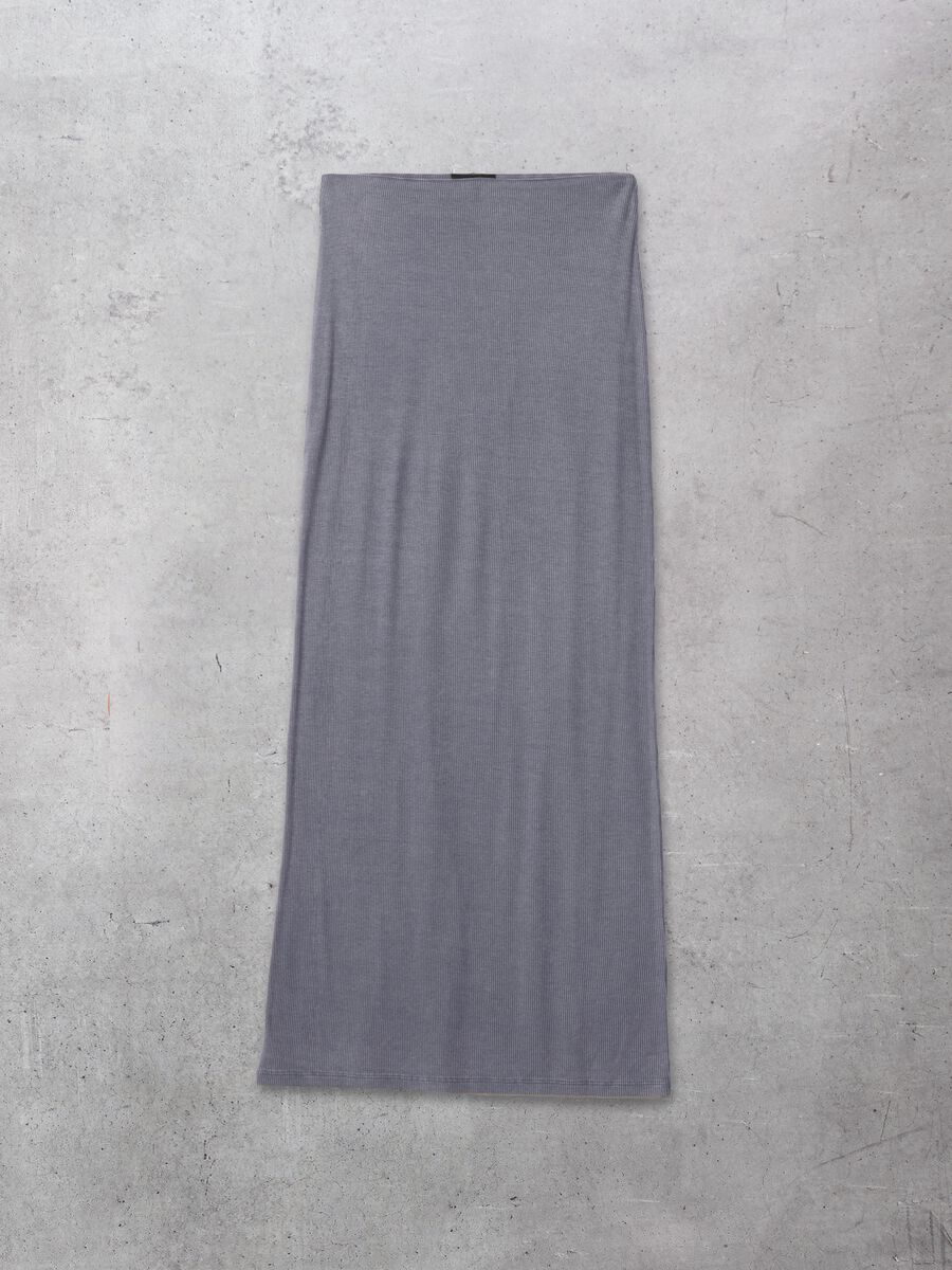 Vintage Grey Ribbed Long Skirt_5