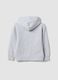 Grey organic cotton hooded sweatshirt with oversized fit for boys_1