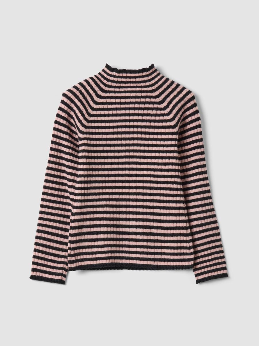 Pink striped viscose-blend crew-neck jumper_1