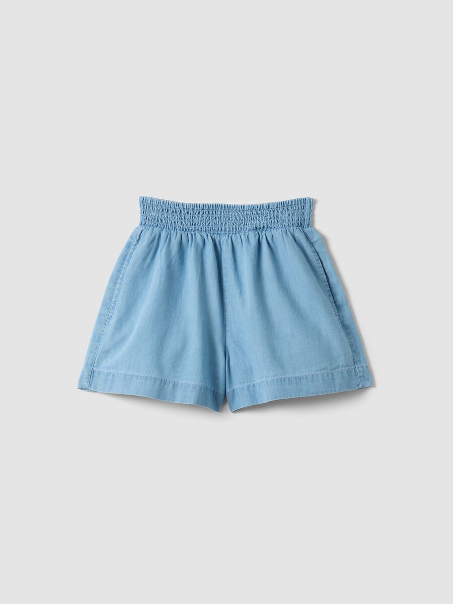 Light blue pure cotton denim shorts for girls, regular fit_3